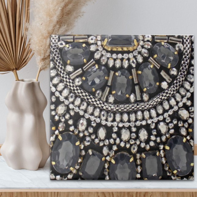 Carreau grunge steampunk art déco noir argent bohème (grunge steampunk art deco black silver bohemian ceramic tile)