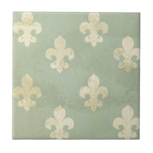 Carreau Grunge, turquoise, vintage, fleur de lis, motif, v