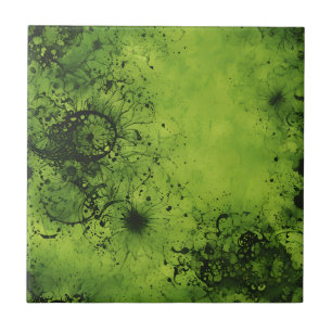 Carreau Grunge vert citron avec accents noirs