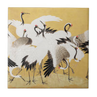 Grupe de grues japonaises Vintage Oiseau Riche Cla