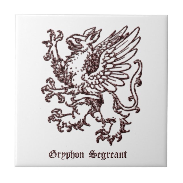 Carreau Gryphon héraldique médiéval segreant (Devant)