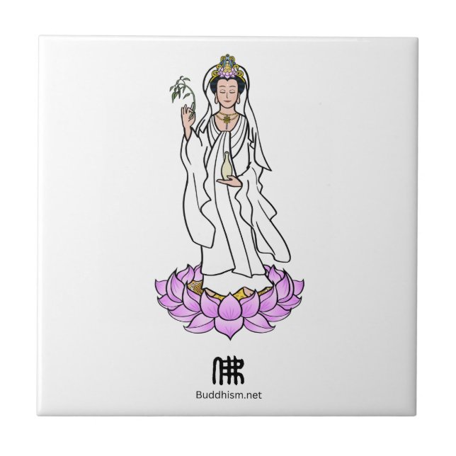 Carreau Guan Yin Bodhisattva sur Lotus (Devant)