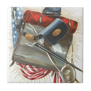 Carreau Guerre civile Drapeau américain Bayonet Canteen