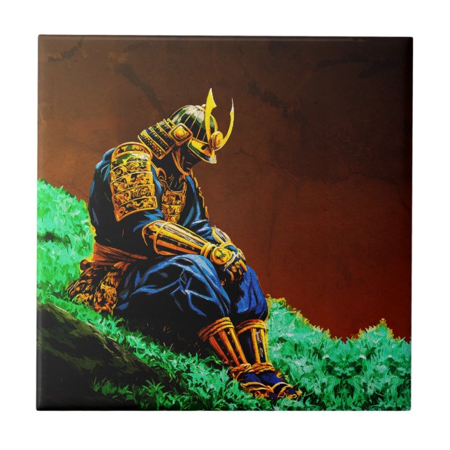 Carreau Guerrier Samouraï en armure dorée – Japon épique (Devant)