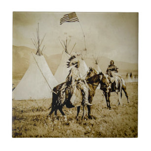 Carreau Guerriers vintages de Natif américain d'Indiens 