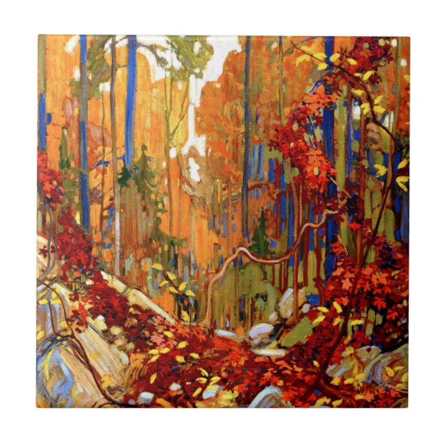 Carreau Guirlande d'automne, peinture colorée, (Devant)