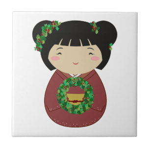 Carreau Guirlande de Noël de Kokeshi