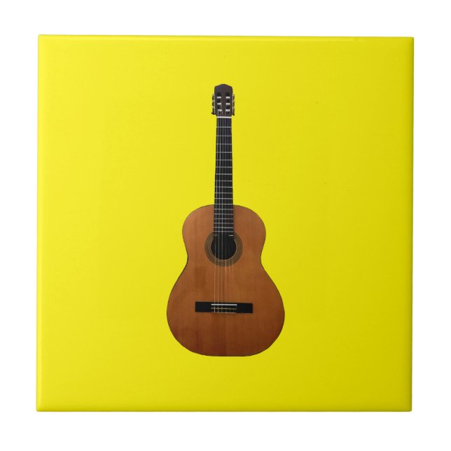 Carreau Guitare instrument de musique Acoustique Jaune (Devant)