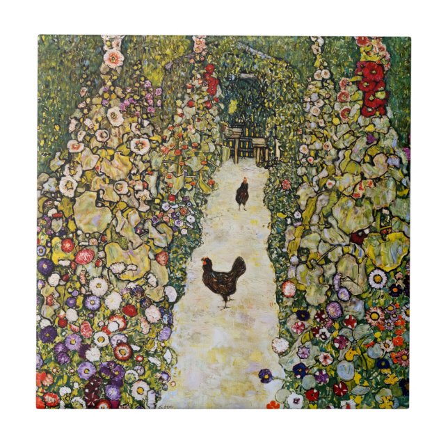 Carreau Gustav Klimt - Chemin du jardin avec poulets (Devant)