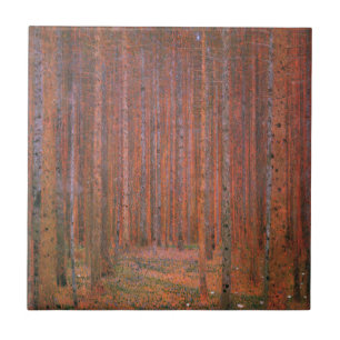 Carreau Gustav Klimt Fir Forêt Tannenwald Arbres rouges