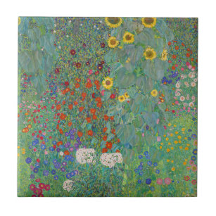 Carreau Gustav Klimt - Jardin de campagne avec tournesols