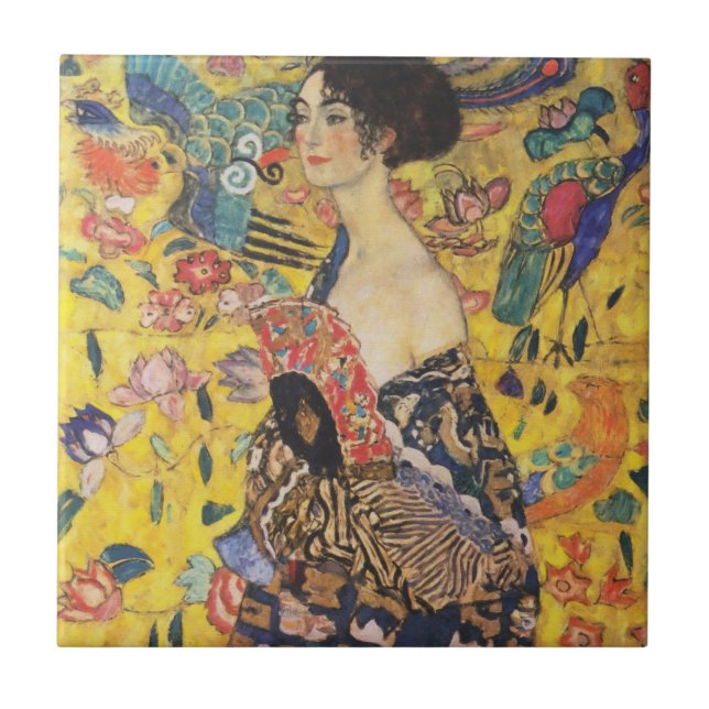 Carreau Gustav Klimt Lady With Fan Art Nouveau Painting (Devant)