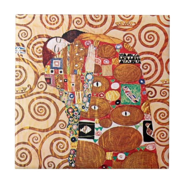 Carreau Gustav Klimt - Le Baiser - Peinture d'art fin (Devant)