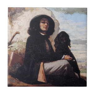 Carreau Gustave Courbet - Autoportrait avec un chien noir