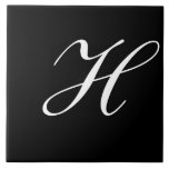 Carreau H Monogramme initial blanc sur noir<br><div class="desc">Lettre blanche classique Monogramme sur Arrière - plan noir, H.</div>