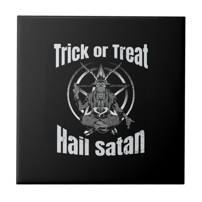 Carreau Hail Satan Pentagram Goat Halloween (Devant)