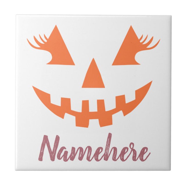 Carreau Halloween Citrouille Jack-o'-lantern fille personn (Devant)
