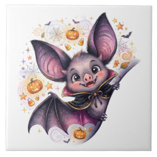 Carreau Halloween effrayant, chauve-souris qui regarde