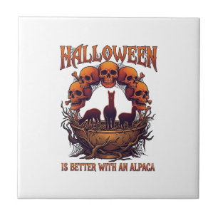 Carreau Halloween Est Meilleur Alpaga Crânes Orange Toile