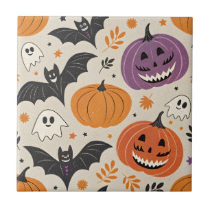 Carreau Halloween et motif d'automne