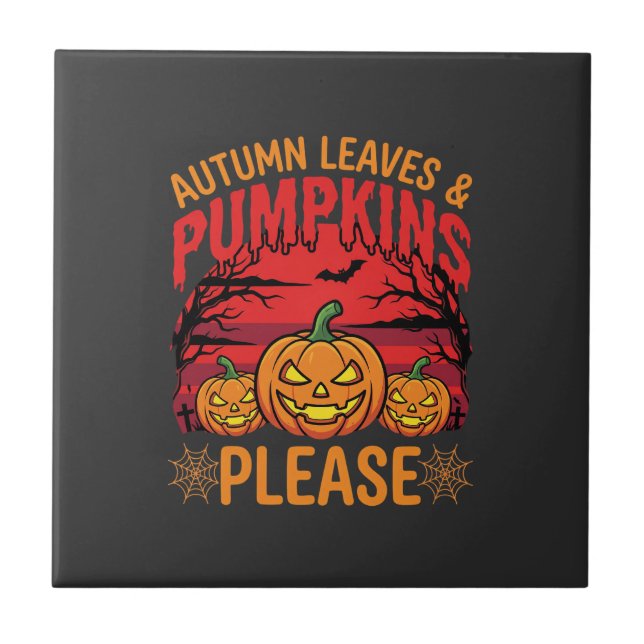 Carreau Halloween Feuilles d'Automne et Citrouilles S'il V (Devant)