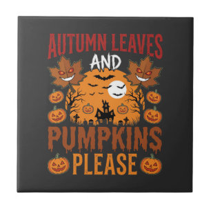 Carreau Halloween Feuilles d'Automne et Citrouilles Vecteu
