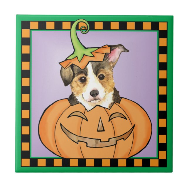 Carreau Halloween Pembroke Welsh Corgi (Devant)