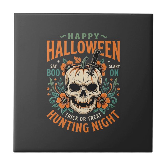 Carreau Halloween Skull Pumpkin Hunting Night Design_1 (Devant)