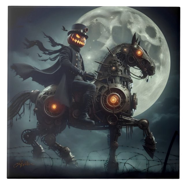 Carreau Halloween Steampunk Cavalier sans tête (Devant)