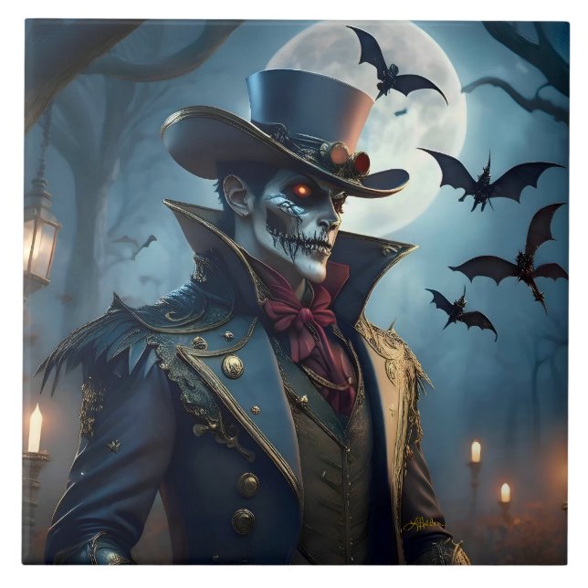 Carreau Halloween Steampunk Southern Gothic Zombie (Devant)