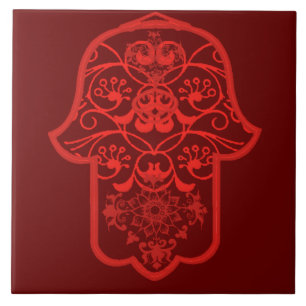 Carreau Hamsa floral (rouge)