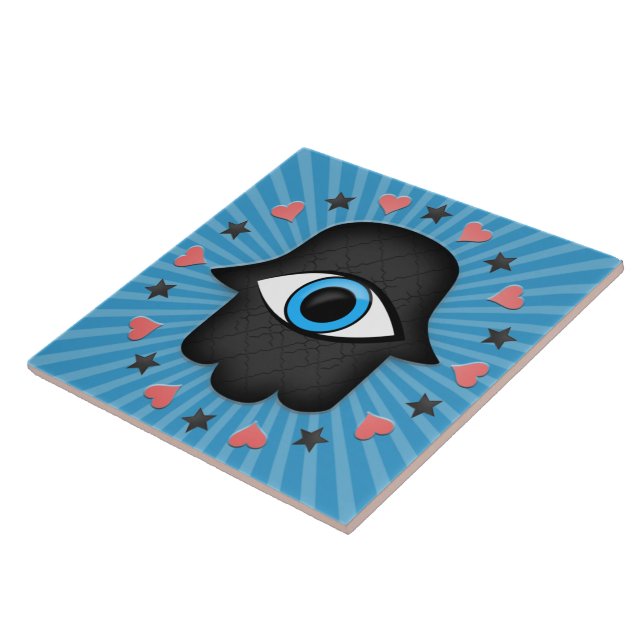 Carreau hamsa khamsa Œil dans la main de la déesse (Côté)