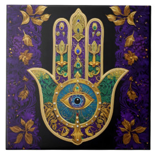 Carreau Hamsa Troisième Œil Orné Or