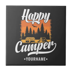 Carreau Happy Camper Camping Randonnée Voyage Caravan Life