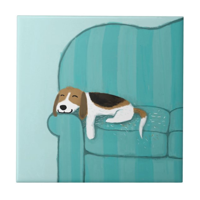 Carreau Happy Canapé Chien - Beau Beagle dormir | Art pour (Devant)