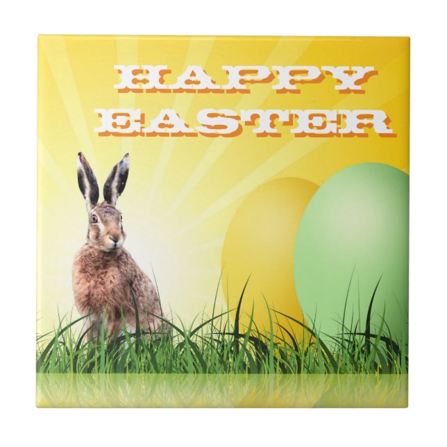 Carreau HAPPY EASTER - Lapin & Oeufs (Devant)