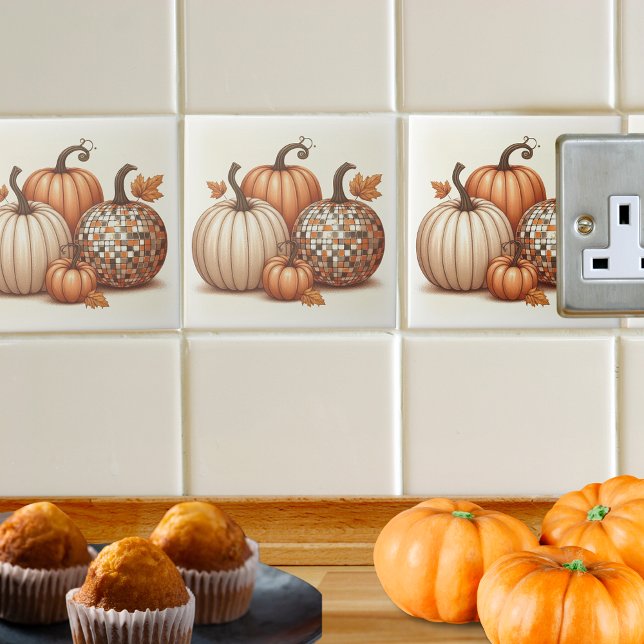 Carreau Happy Fall Automne coloré Citrouille (Happy Fall Autumn colorful Pumpkins Ceramic Tile)