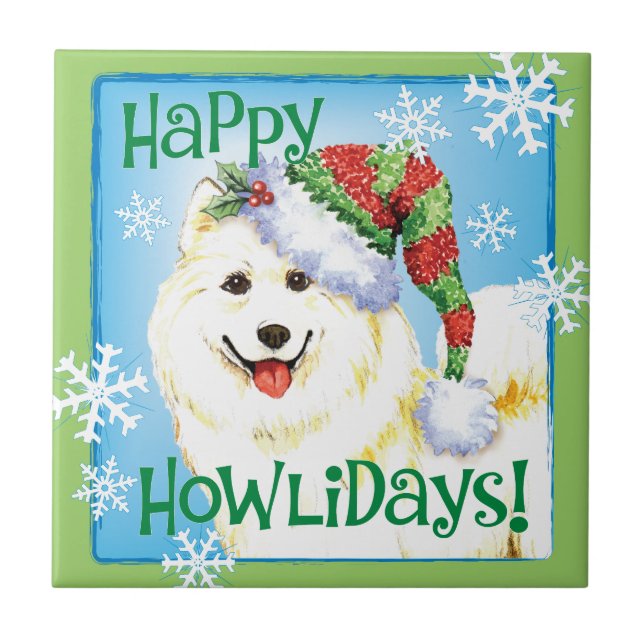 Carreau Happy Howlidays Samoyed (Devant)