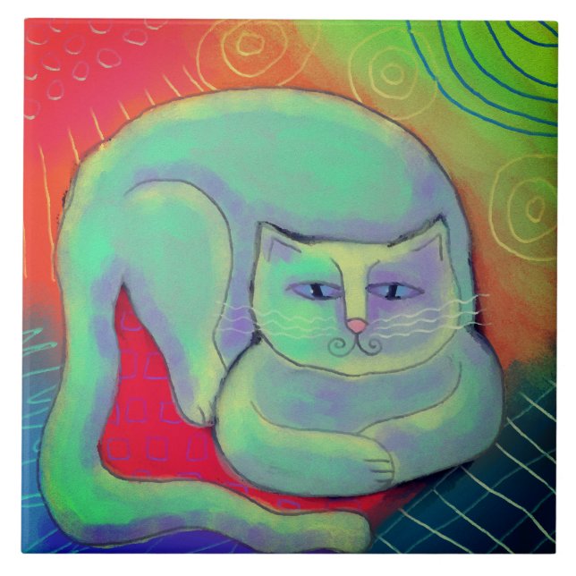 Carreau Happy Kitty peinture numérique Abstraite (Devant)