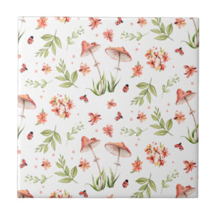 Carreau Happy Meadow Ladybug and Mushroom Seamless