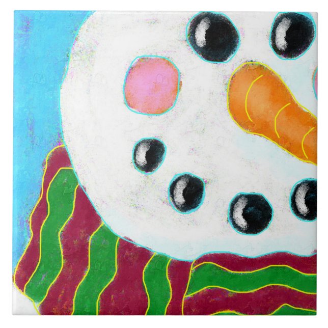 Carreau Happy Snowman Abstrait Art Carrelage en céramique (Devant)