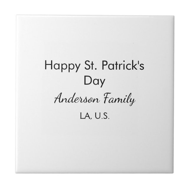 Carreau Happy st. Patrick's day name family place simple g (Devant)