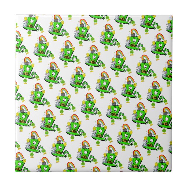 Carreau Happy St. Patrick's Day  Rabbit Ceramic Tile  (Devant)