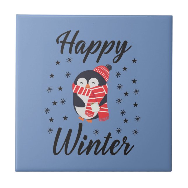 Carreau Happy Winter, mignon Penguin (Devant)