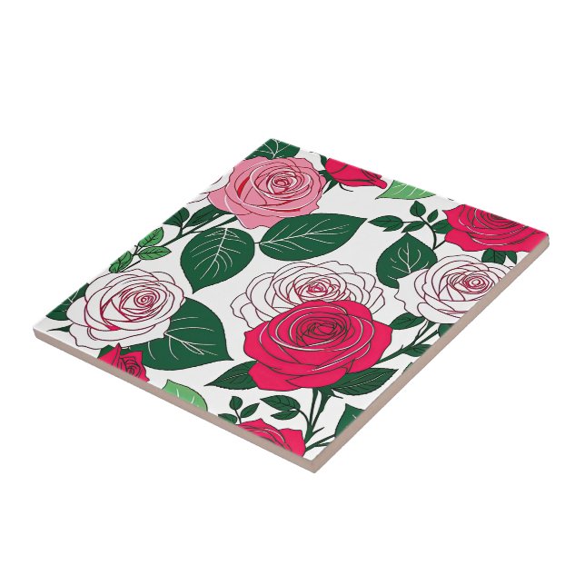 Carreau Harmonie Bold Bloom - Roses rouges et roses contem (Côté)