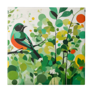Carreau Harmonie de la nature, oiseau Abstrait sur branche