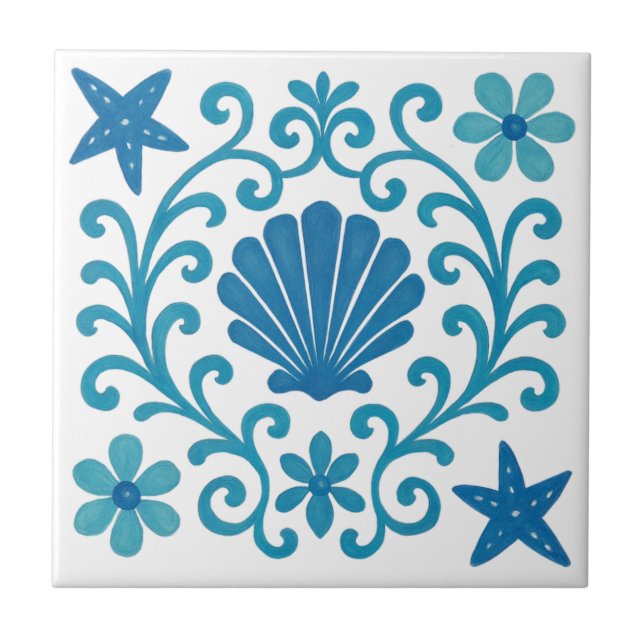 Carreau Harmonie Méditerranéenne – Rivage Bleu & Turquoise (Devant)