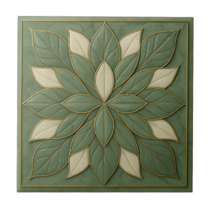 Carreau Harmonie Pétale Sage - Carrelage Artisan Floral en