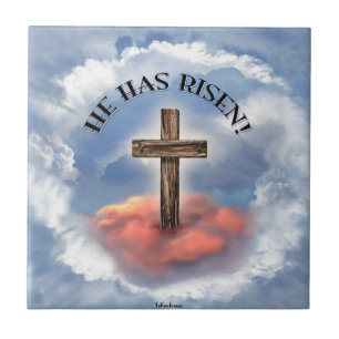Carreau Has Risen Rugged Cross With Clouds