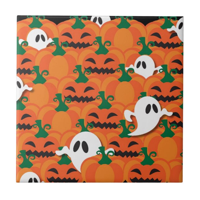 Carreau Haunted Halloween Citrouille Patch Ghosts (Devant)